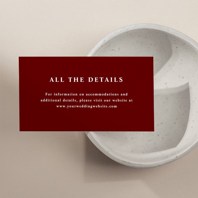 Dark Red Elegant Text | Wedding Details Enclosure Card (Creator Uploaded)