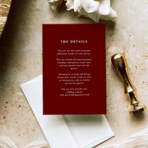 Dark Red Elegant Text | Wedding Guest Details