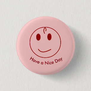 Dark Red Face Pinback Button
