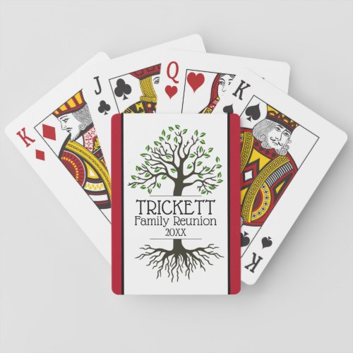 Dark Red Family Tree Family Reunion Playing Cards