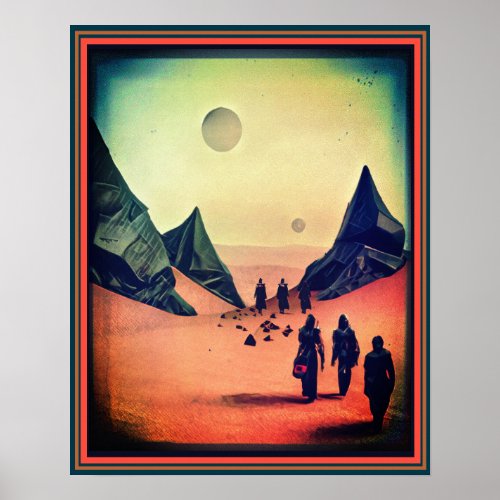 Dark Red Fantasy Alien Desert Poster