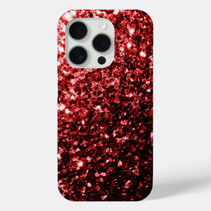 Dark red faux glitter sparkles bling iPhone 15 pro case