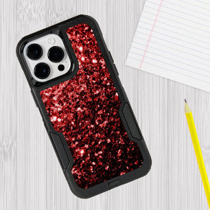 Dark red faux glitter sparkles bling iPhone 15 pro max case
