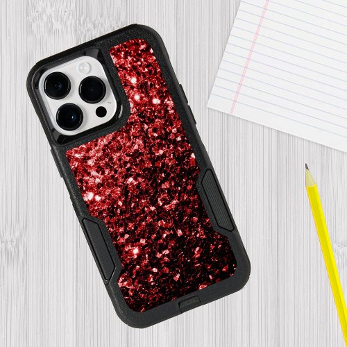 Dark red faux glitter sparkles bling iPhone 15 pro max case