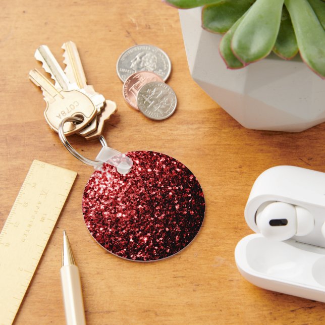 Dark Red faux Glitter sparkles Glamor Keychain (Desk)