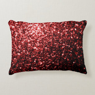 Dark Red faux Glitter sparkles Glamour Accent Pillow