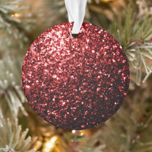 Dark Red faux Glitter sparkles Glamour Ornament