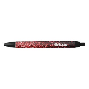 Dark Red faux Glitter sparkles Glamour Personalize Pen