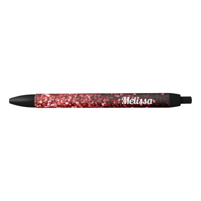 Dark Red faux Glitter sparkles Glamour Personalize Pen (Front)