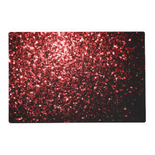 Dark Red faux Glitter sparkles Glamour Placemat