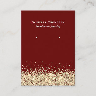 Dark Red Faux Gold Glitter Jewelry Earring Display Business Card