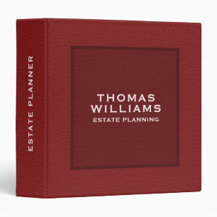 Dark Red Faux Leather Look Gray Typography 3 Ring Binder