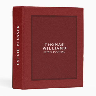 Dark Red Faux Leather Look Gray Typography Mini Binder