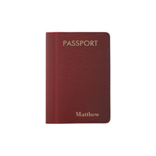 Dark Red Faux Leather Passport Holder