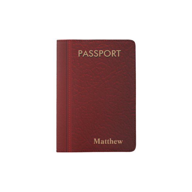 Dark Red Faux Leather Passport Holder (Front)