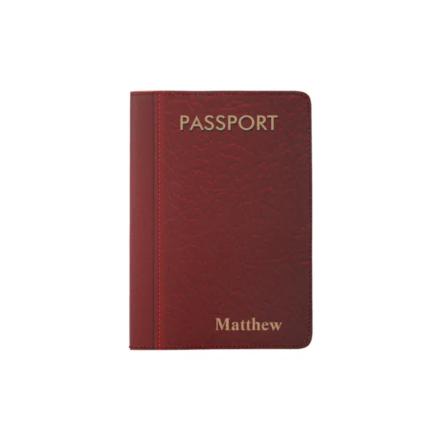 Dark Red Faux Leather Passport Holder Zazzle