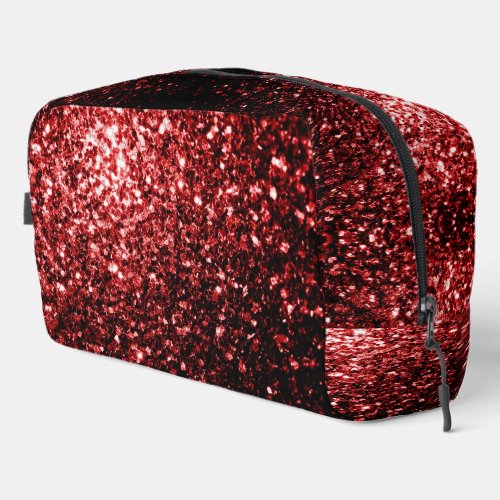 Dark red faux sparkles glitter bling dopp kit