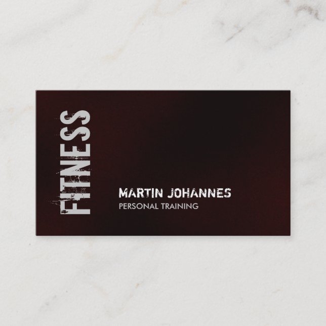 Dark Red Fitness Personal Trainer Business Card (Front)