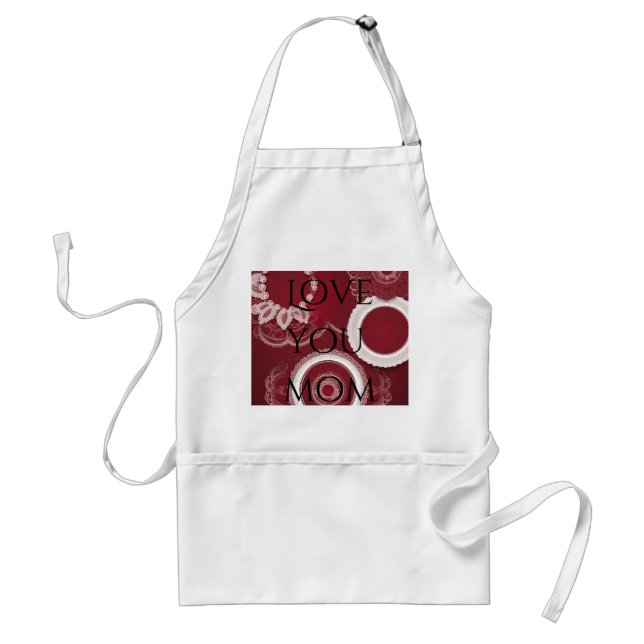 Dark Red Floral Ai art  Adult Apron (Front)