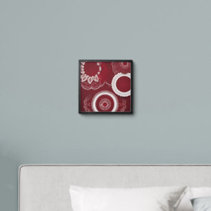 Dark Red Floral AI art Peel And Stick Photo Tile