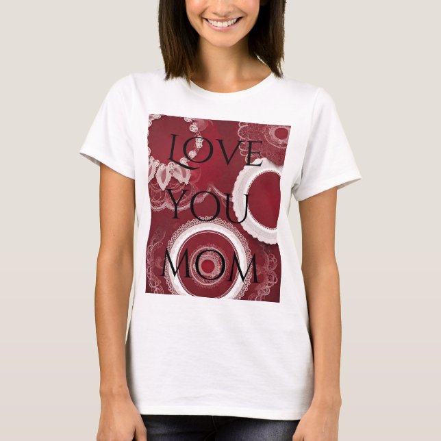 Dark Red Floral AI art  T-Shirt (Front)