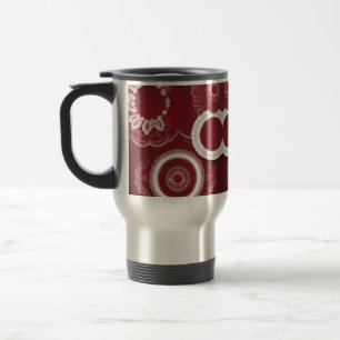 Dark Red Floral AI art  Travel Mug
