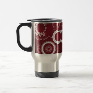 Dark Red Floral AI art Travel Mug