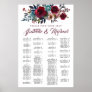 Dark Red Floral Alphabetical Wedding Seating Chart