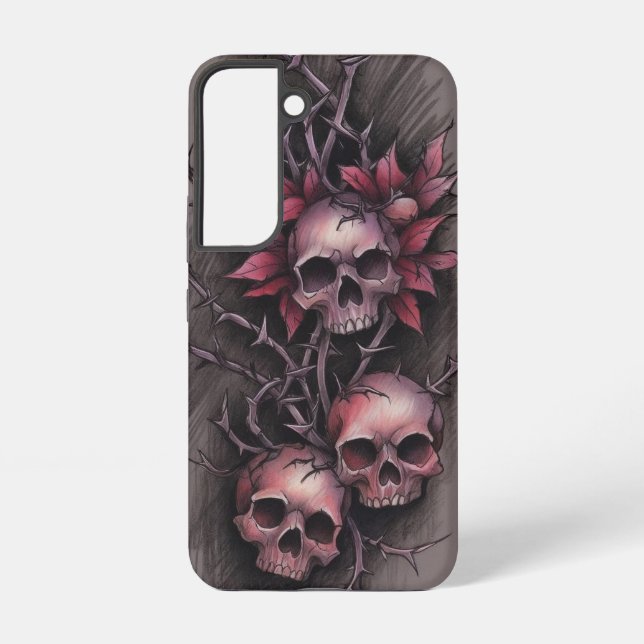 Dark Red Floral Art Samsung Galaxy Case (Back)
