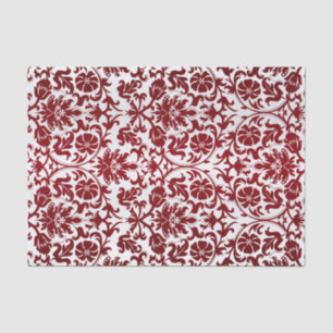 Dark Red Floral Damask Tissue Paper