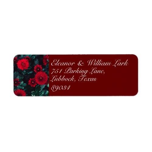 Dark Red Floral Return Address Label
