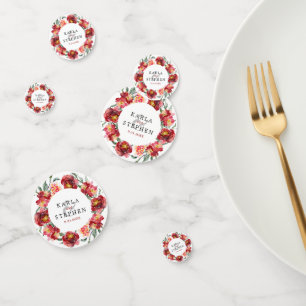 Dark-red flowers wreath confetti