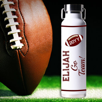 Dark Red Football Name | Go Team Sports Water Bottle by tjssportsmania at Zazzle