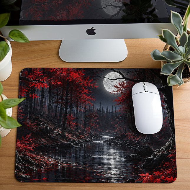 Dark Red Forest Fantasy Mouse Pad (Creator Uploaded)