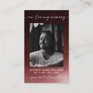 Dark Red Funeral Memorial Prayer Photo Card