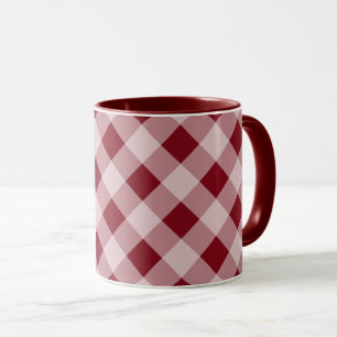 Dark Red Gingham Mug