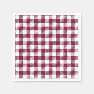 Dark Red Gingham Plaid Pattern Napkins