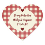 Dark Red Gingham Valentine Jam Jar Sticker Labels