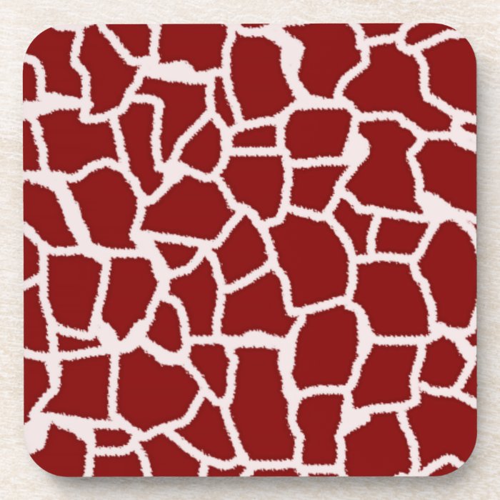 Dark Red Giraffe Animal Print Coasters