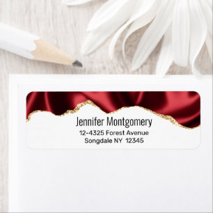 Dark Red Glam Wavy Satin Abstract Design Label