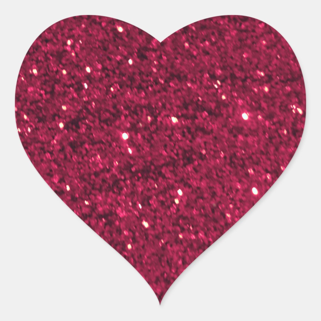 Dark Red Glitter Heart Sticker | Zazzle