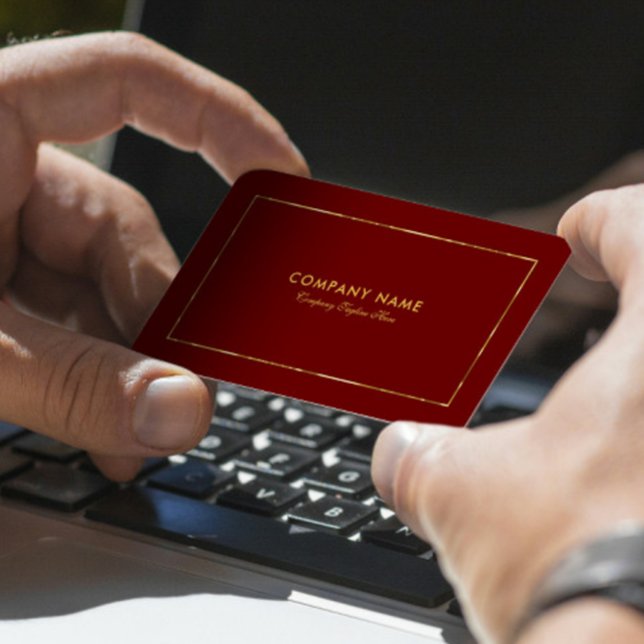 Dark Red Gold Border And Typography Business Card (Creator Uploaded)