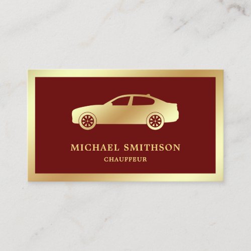 Dark Red Gold Car Professional Chauffeur Business Card
