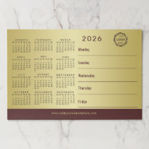 Dark-red gold design,Logo or Photo Calendar,