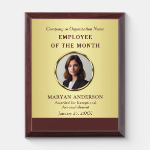 Dark-red gold design,Logo or Photo in gold circle, Award Plaque