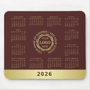 Dark-red gold design,Logo or Photo in gold circle, Mouse Pad