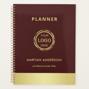 Dark-red gold design,Logo or Photo in gold circle, Planner