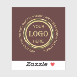 Dark-red gold design,Logo or Photo in gold circle, Sticker