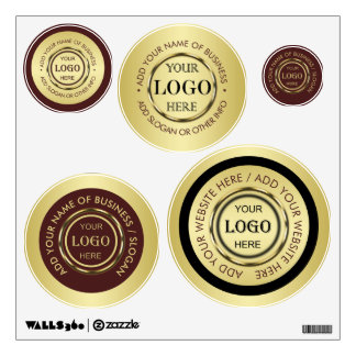 Dark-red gold design,Logo or Photo in gold circle, Wall Decal