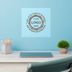 Dark-red gold design,Logo or Photo in gold circle, Wall Decal